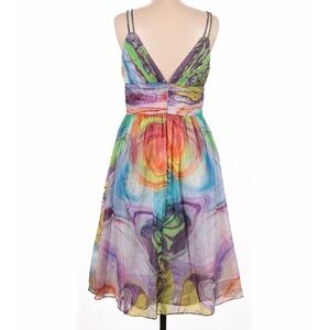 OG by OLGA CASSINI‎ | Vintage Y2K Watercolor Rainbow 100% Silk Dress Sz. 8
